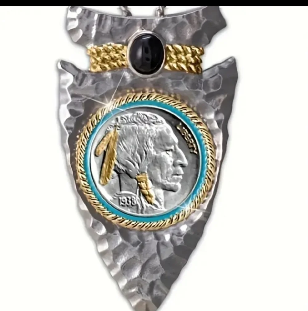 Two Tone Arrowhead Pendant Necklace